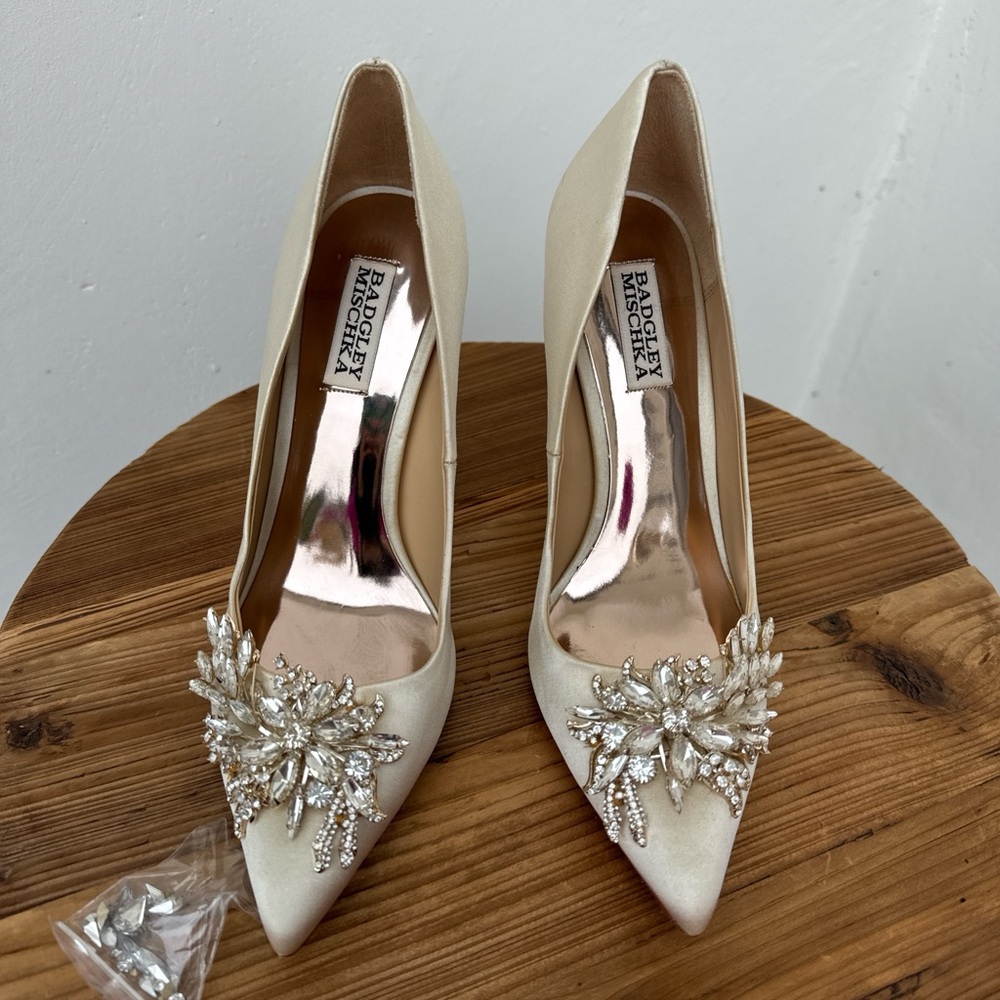 Badgley Mischka Ivory Embellished Heels
